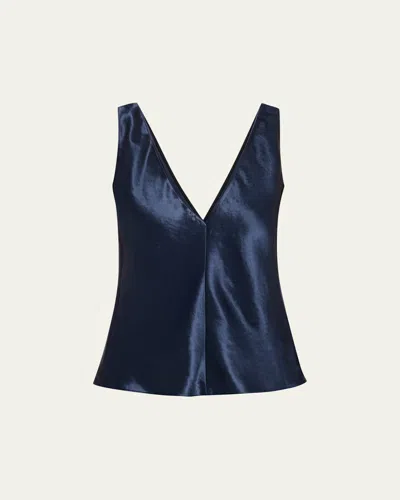 Maria Mcmanus Satin V-neck Camisole In Blue