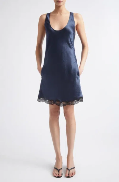 Maria Mcmanus Scoop Lace Trim Satin Bias Cut Dress In Animal Print