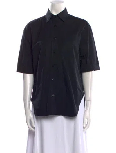 Pre-owned Maria Mcmanus Short Sleeve Button-up Top In Black
