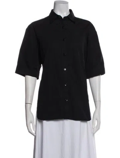 Pre-owned Maria Mcmanus Short Sleeve Button-up Top In Black