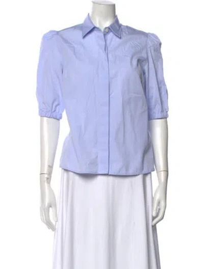 Pre-owned Maria Mcmanus Short Sleeve Button-up Top In Blue/white