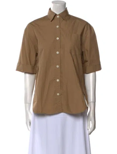 Pre-owned Maria Mcmanus Short Sleeve Button-up Top In Brown