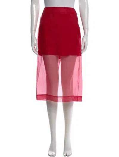 Pre-owned Maria Mcmanus Silk Midi Length Skirt W/ Tags In Red