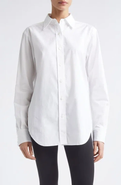 Maria Mcmanus Slim Fit Organic Cotton Tunic Button-up Shirt In White