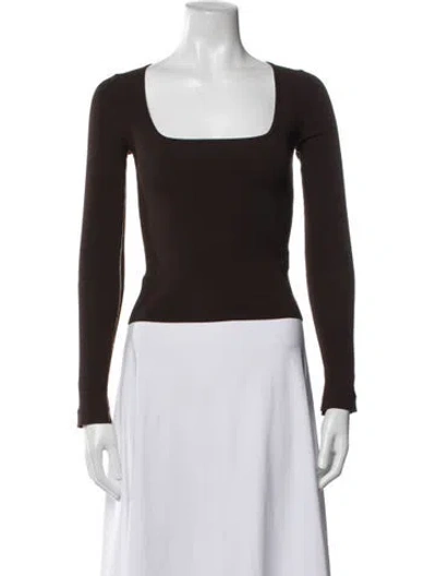 Pre-owned Maria Mcmanus Square Neckline Long Sleeve Top In Brown