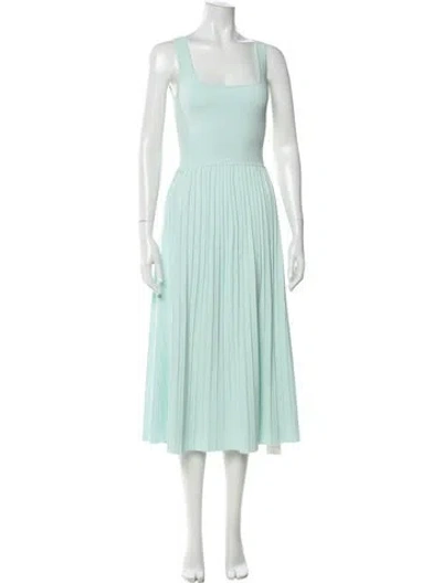 Pre-owned Maria Mcmanus Square Neckline Midi Length Dress In Green