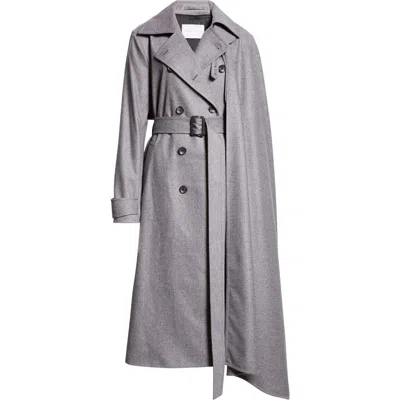 Maria Mcmanus Stretch Wool & Cashmere Cloak Trench Coat In Charcoal Melange