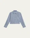 Maria Mcmanus Stripe Cropped Oversized Shirt In Denim Mint Stripe