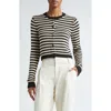 Maria Mcmanus Stripe Shrunken Cardigan In Black/ Eggshell Stripe