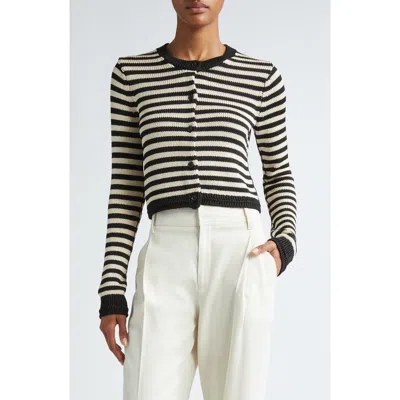 Maria Mcmanus Stripe Shrunken Cardigan In Black/ Eggshell Stripe