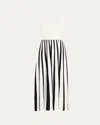Maria Mcmanus Stripe Square Neck Mesh Dress In White