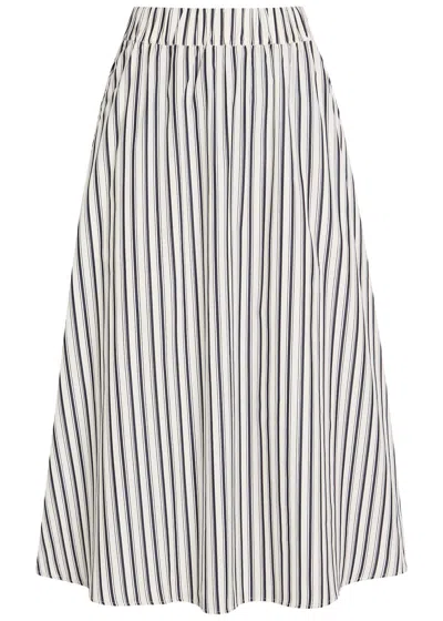 Maria Mcmanus Striped Cotton Midi Skirt In White