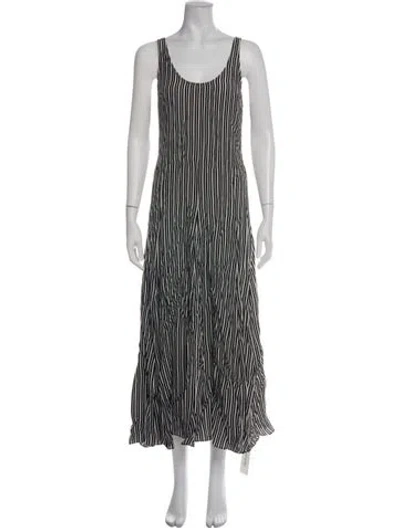 Pre-owned Maria Mcmanus Striped Long Dress In Black