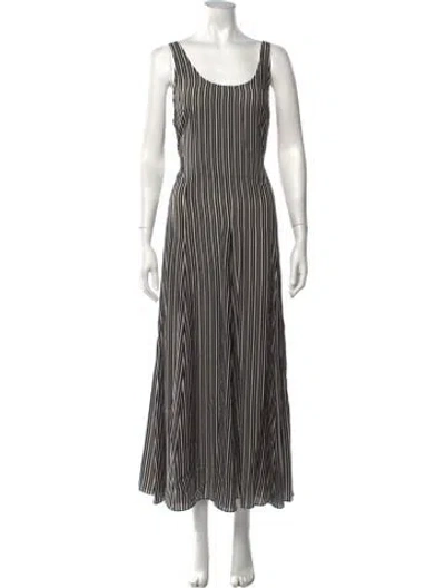 Pre-owned Maria Mcmanus Striped Long Dress In Black