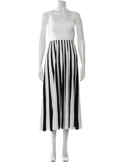 Pre-owned Maria Mcmanus Striped Long Dress In White