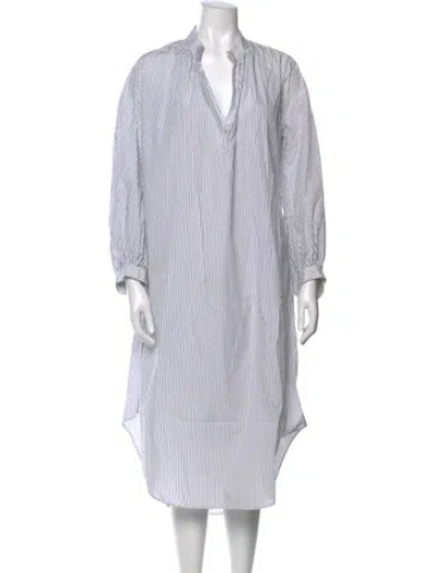 Pre-owned Maria Mcmanus Striped Long Dress In White