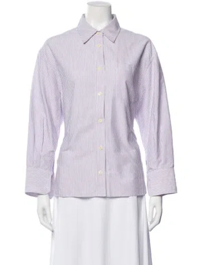 Pre-owned Maria Mcmanus Striped Long Sleeve Button-up Top In Multi