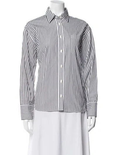 Pre-owned Maria Mcmanus Striped Long Sleeve Button-up Top In Multi