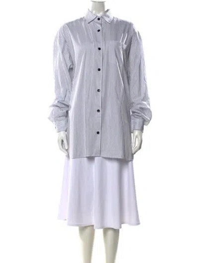 Pre-owned Maria Mcmanus Striped Long Sleeve Button-up Top In Multi