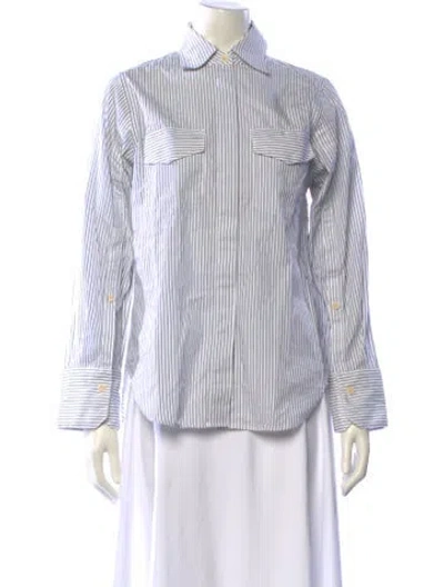 Pre-owned Maria Mcmanus Striped Long Sleeve Button-up Top In Purple
