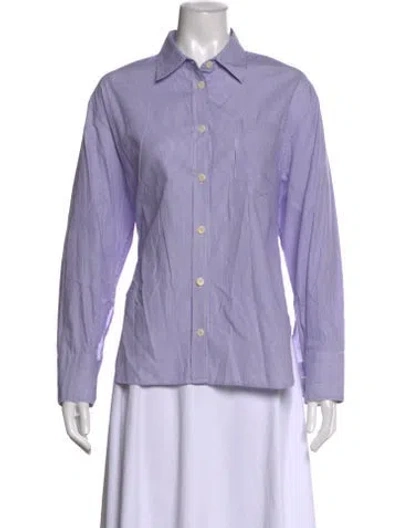 Pre-owned Maria Mcmanus Striped Long Sleeve Button-up Top In Purple