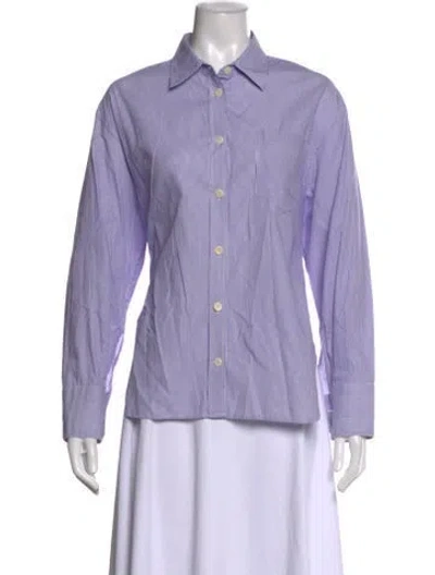 Pre-owned Maria Mcmanus Striped Long Sleeve Button-up Top In Purple