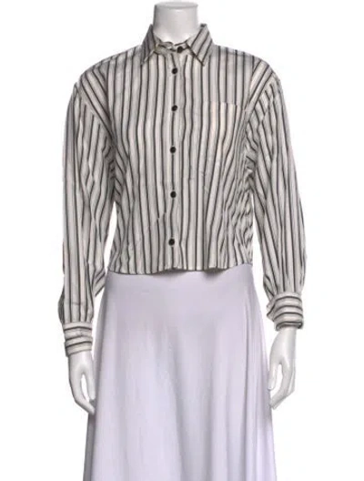 Pre-owned Maria Mcmanus Striped Long Sleeve Button-up Top W/ Tags In Multicolor