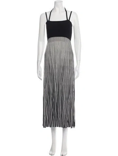 Pre-owned Maria Mcmanus Striped Midi Length Dress In Black