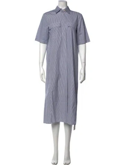 Pre-owned Maria Mcmanus Striped Midi Length Dress In Blue