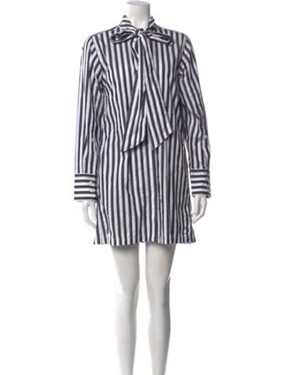 Pre-owned Maria Mcmanus Striped Mini Dress In White