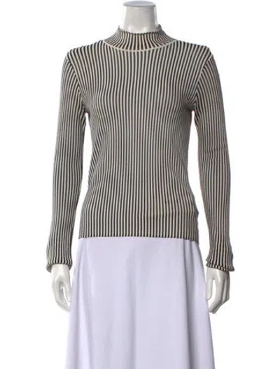 Pre-owned Maria Mcmanus Striped Mock Neck Top In Multicolor