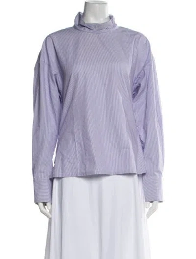 Pre-owned Maria Mcmanus Striped Mock Neck Top In Purple