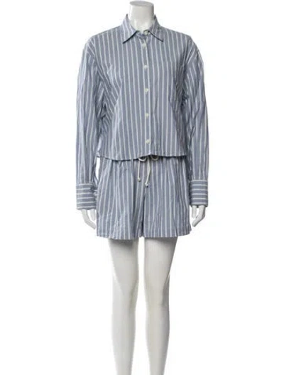 Pre-owned Maria Mcmanus Striped Short Set In Blue
