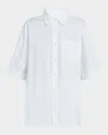 Maria Mcmanus Striped Short-sleeve Oversized Shirt In Whitewhite Stripe