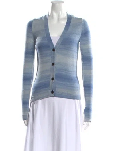 Pre-owned Maria Mcmanus Striped V-neck Sweater In Blue