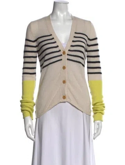 Pre-owned Maria Mcmanus Striped V-neck Sweater In Neutral