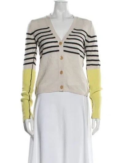 Pre-owned Maria Mcmanus Striped V-neck Sweater In Neutrals