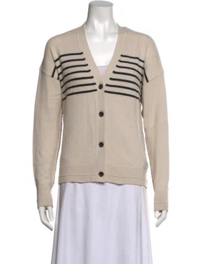 Pre-owned Maria Mcmanus Striped V-neck Sweater In Neutrals