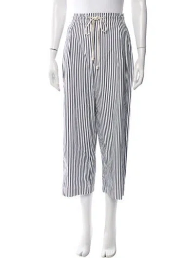 Pre-owned Maria Mcmanus Striped Wide Leg Pants In White
