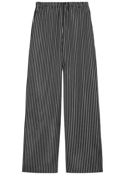 Maria Mcmanus Striped Wide-leg Satin Trousers In Black
