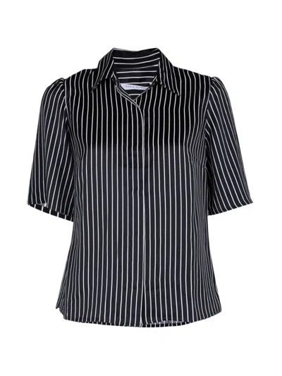 Maria Mcmanus Stripe-print Bell-sleeve Blouse In 블랙