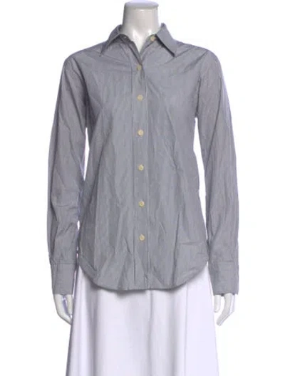 Pre-owned Maria Mcmanus Supima Cotton Striped Button-up Top In Grey