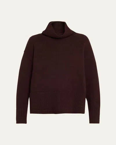 Maria Mcmanus Swing Mock Neck Ribbed Cashmere Sweater In Black Cherry