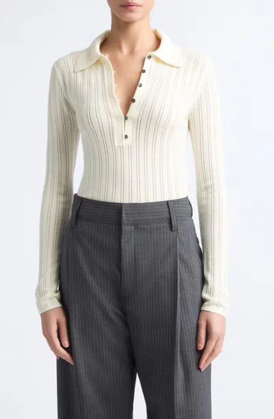 Maria Mcmanus Thermal Merino Wool Polo In White