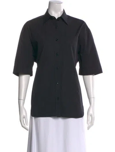 Pre-owned Maria Mcmanus Three-quarter Sleeve Button-up Top In Black