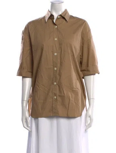 Pre-owned Maria Mcmanus Three-quarter Sleeve Button-up Top In Neutral