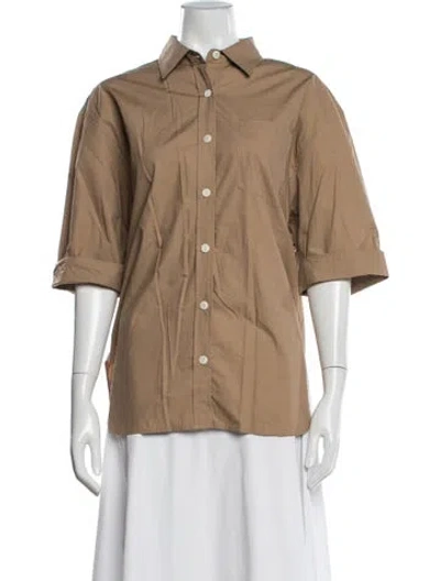 Pre-owned Maria Mcmanus Three-quarter Sleeve Button-up Top W/ Tags In Brown