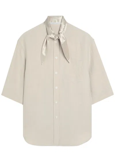 Maria Mcmanus Tie-neck Satin-crepe Shirt In Neutral