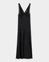 Maria Mcmanus V-neck Lace Detail Maxi Dress In Black In Black