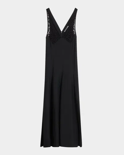 Maria Mcmanus V-neck Lace But Midi Dress In Black